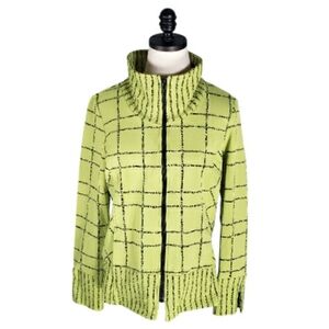 Vtg Cheryl Nash Windridge Art 2 Wear Jacket M Art Silk Mockneck  Irregular Plaid